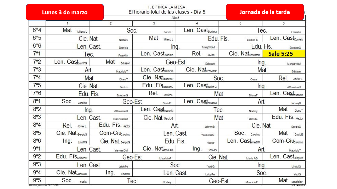 Jornada de la tarde
